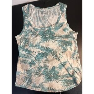 Womens Eddie Bauer Pink Green Tropical Tank Top Medium